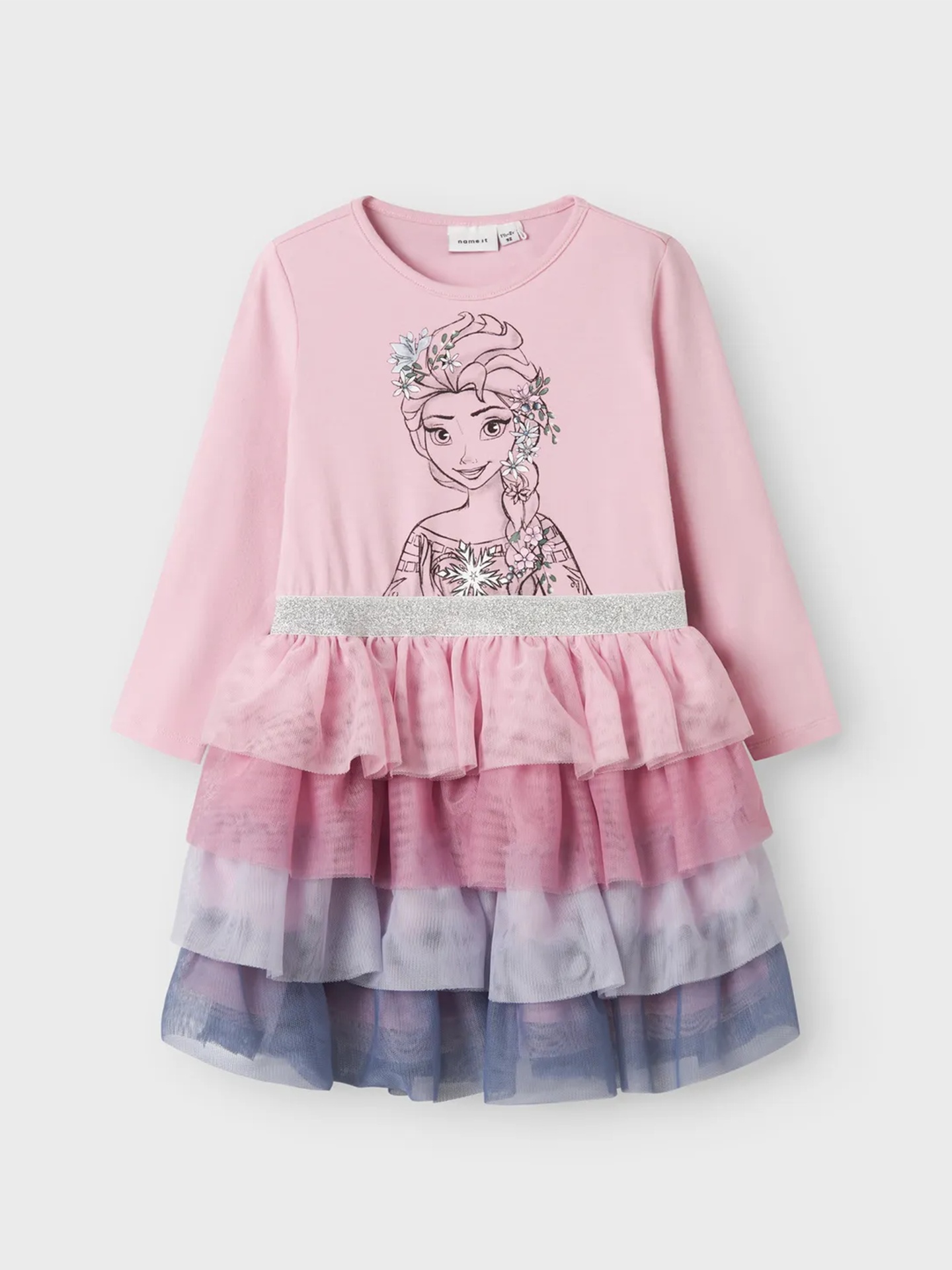 Name It Okanna Frozen Long Sleeve Tulle Dress Corsage