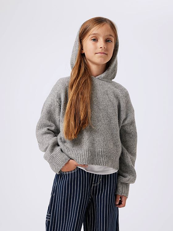 Name It Ballade Long Sleeve Short Boxy Knit Grey Melange