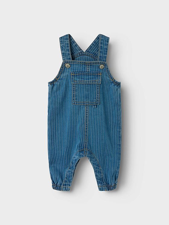 Name It Devin Stripe Denim Overall Medium Blue Denim