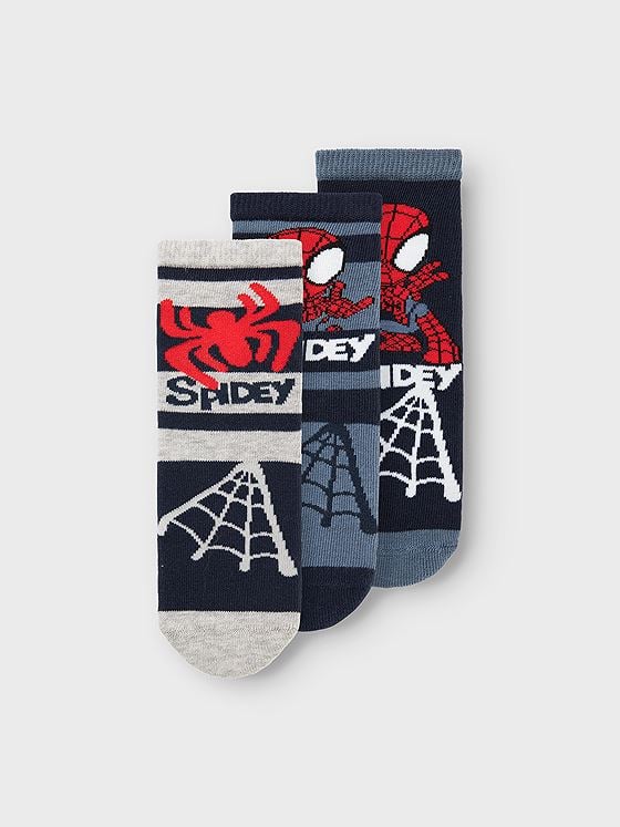 Name It Manning Spider 3-Pack Sock Navy Blazer / Blue Melange / Light Grey Melange
