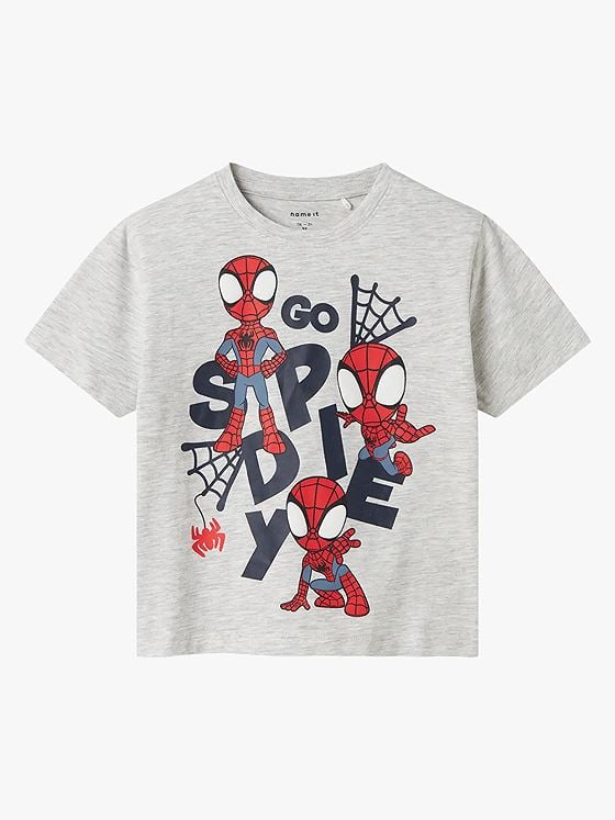 Name It Main Spider Short Sleeve Top Light Grey Melange