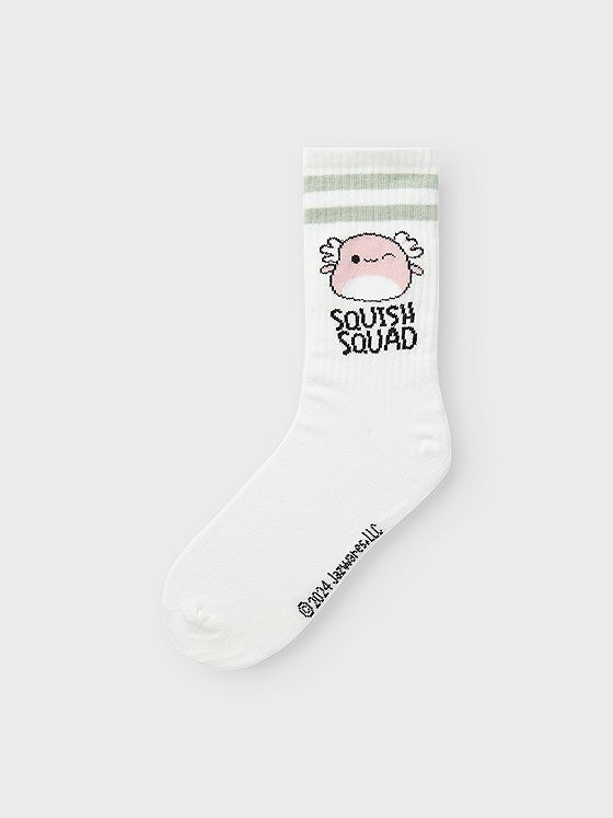 Name It Momsa Squish Tennis Sock Bright White / Aqua Grey