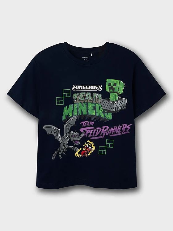 Name It Jahi Minecraft Short Sleeve Top Navy Blazer