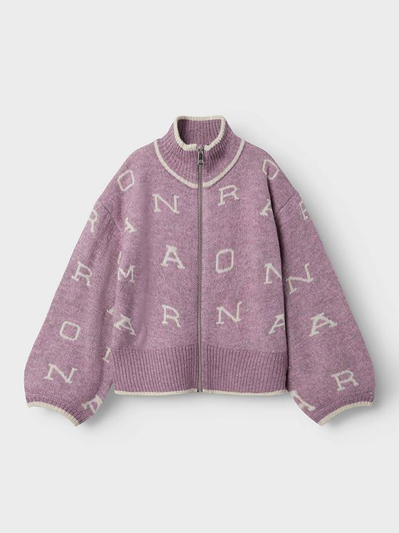 Name It Neify Long Sleeve Oversize Knit Card Zip Elderberry