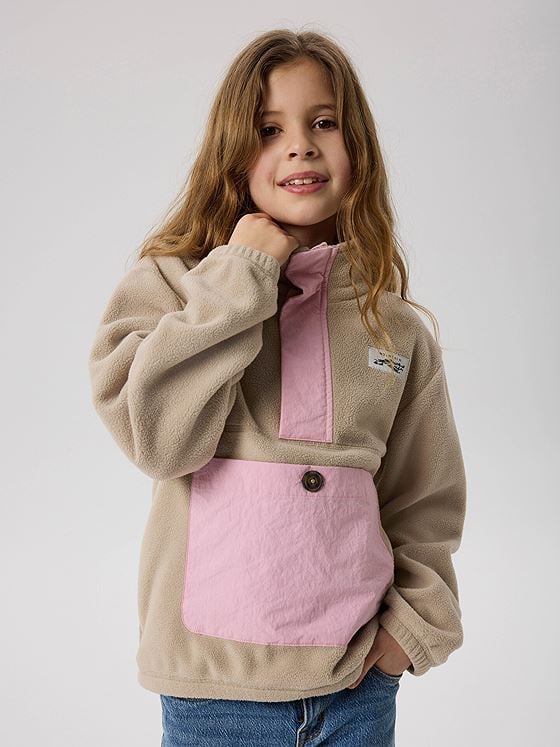 Name It Meeko Fleece Popover Pure Cashmere / Cameo Pink