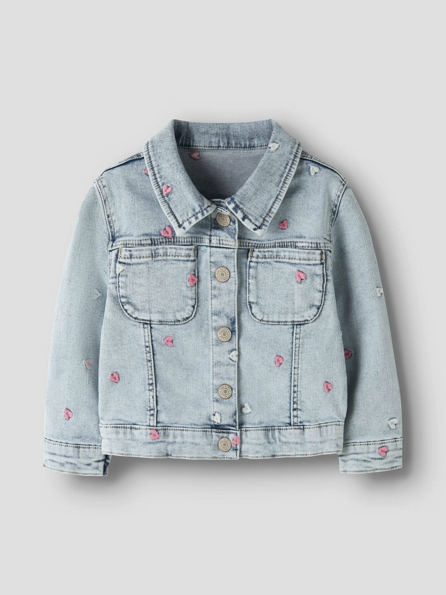 Name It Elisa Denim Embroidered Jacket Light Blue Bleached Denim