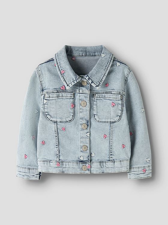 Name It Elisa Denim Embroidered Jacket Light Blue Bleached Denim