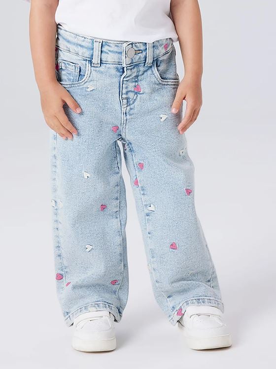 Name It Rose Wide Emb Jeans Light Blue Bleached Denim