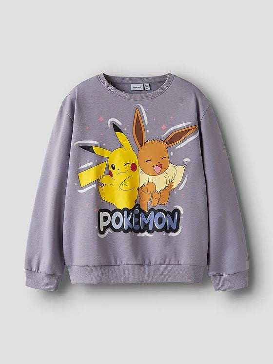 Name It Jyd Pokemon Long Sleeve Nreg Sweat Brushed Sky Lavender Gray