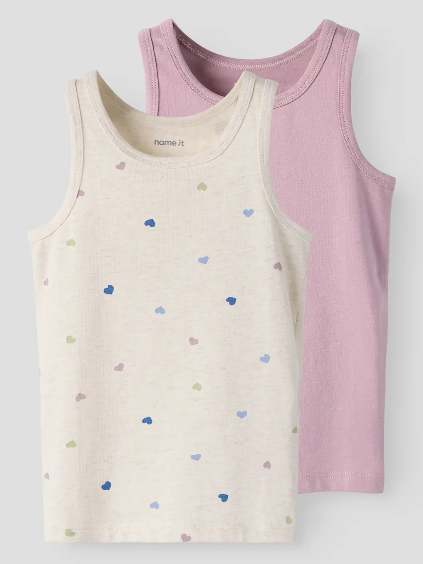 Name It Tank Top 2-Pakk Peyote Hearts Peyote Melange w/ Mauve Shadows