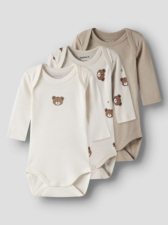 Name It Body 3-Pakk Long Sleeve Pumice Bear Pumice Stone w/ Jet Stream + Weathered Teak