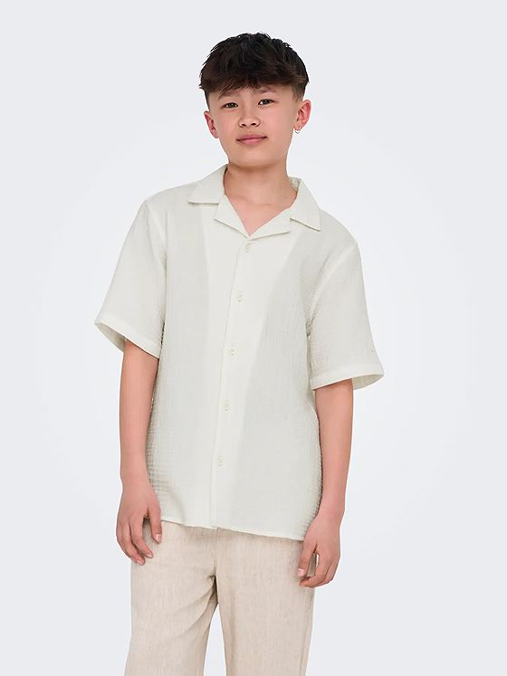 Only & Sons Jr Kyle Short Sleeve Shirt Woven Egret