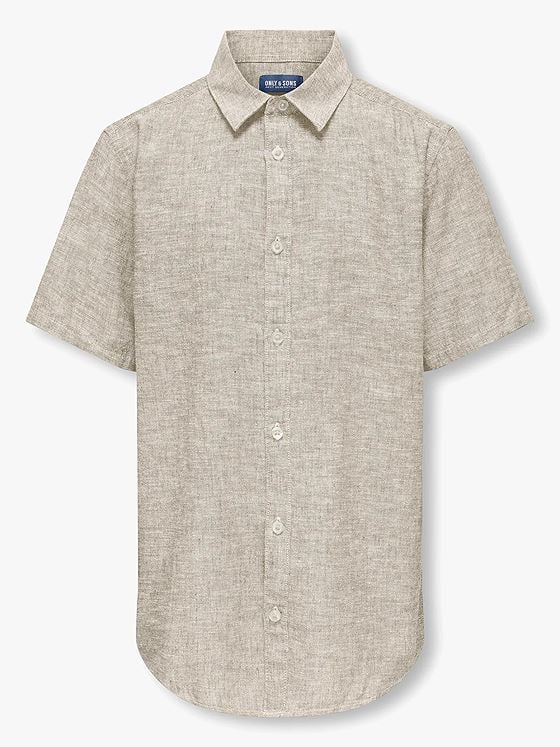 Only & Sons Jr Caiden Life Short Sleeve Solid Linen Shirt Woven Chinchilla