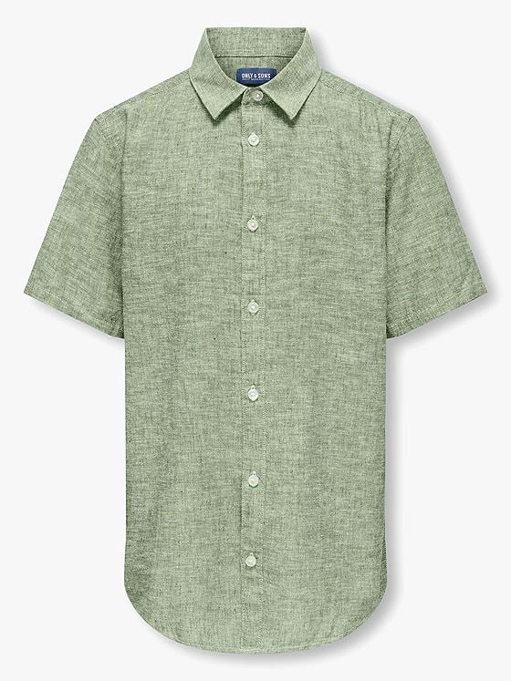 Only & Sons Jr Caiden Life Short Sleeve Solid Linen Shirt Woven Swamp