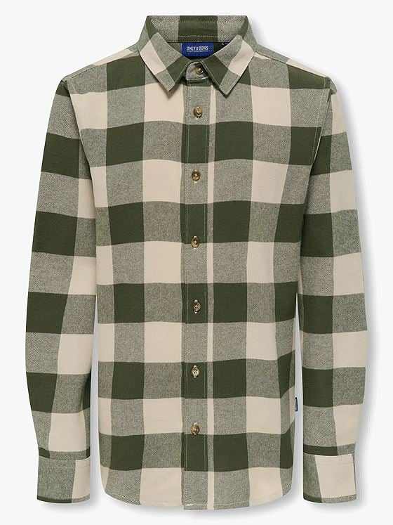 Only & Sons Jr Gudmund Long Sleeve Checked Shirt Forest Night