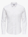 Only & Sons Caiden Long Sleeve Solid Linen Shirt White