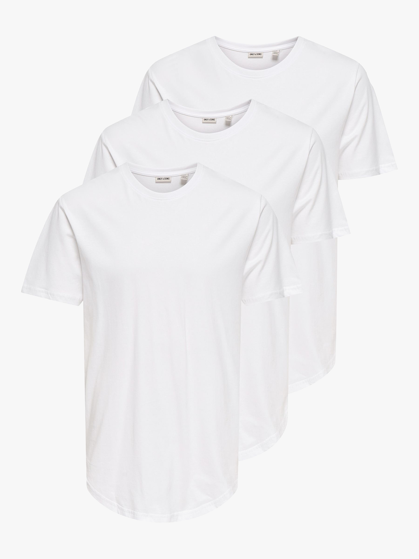 Only & Sons Matt Longy Short Sleeve Tee 3-Pack White