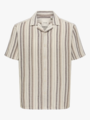 Only & Sons Trev Life Structure Stripe Short Sleeve Shirt Gardenia Coffe Bean / Teak / Irish Cream