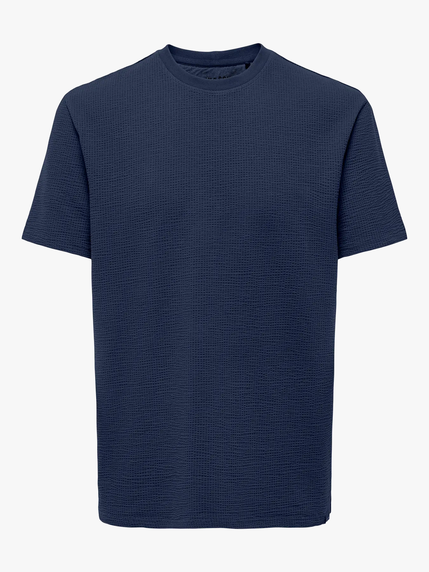 Only & Sons Kian Life Regular Seersucker Short Sleeve Tee Naval Academy