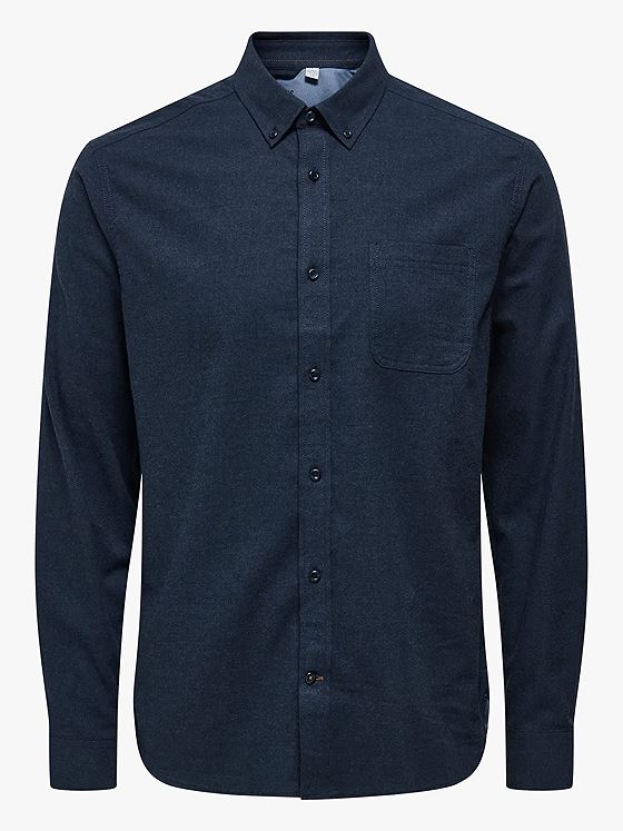 Only & Sons Road Life Reg Melange Long Sleeve Shirt Navy Blazer