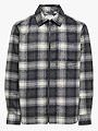 Only & Sons Austin Wool Zip Overshirt Grey Pinstripe Antique White