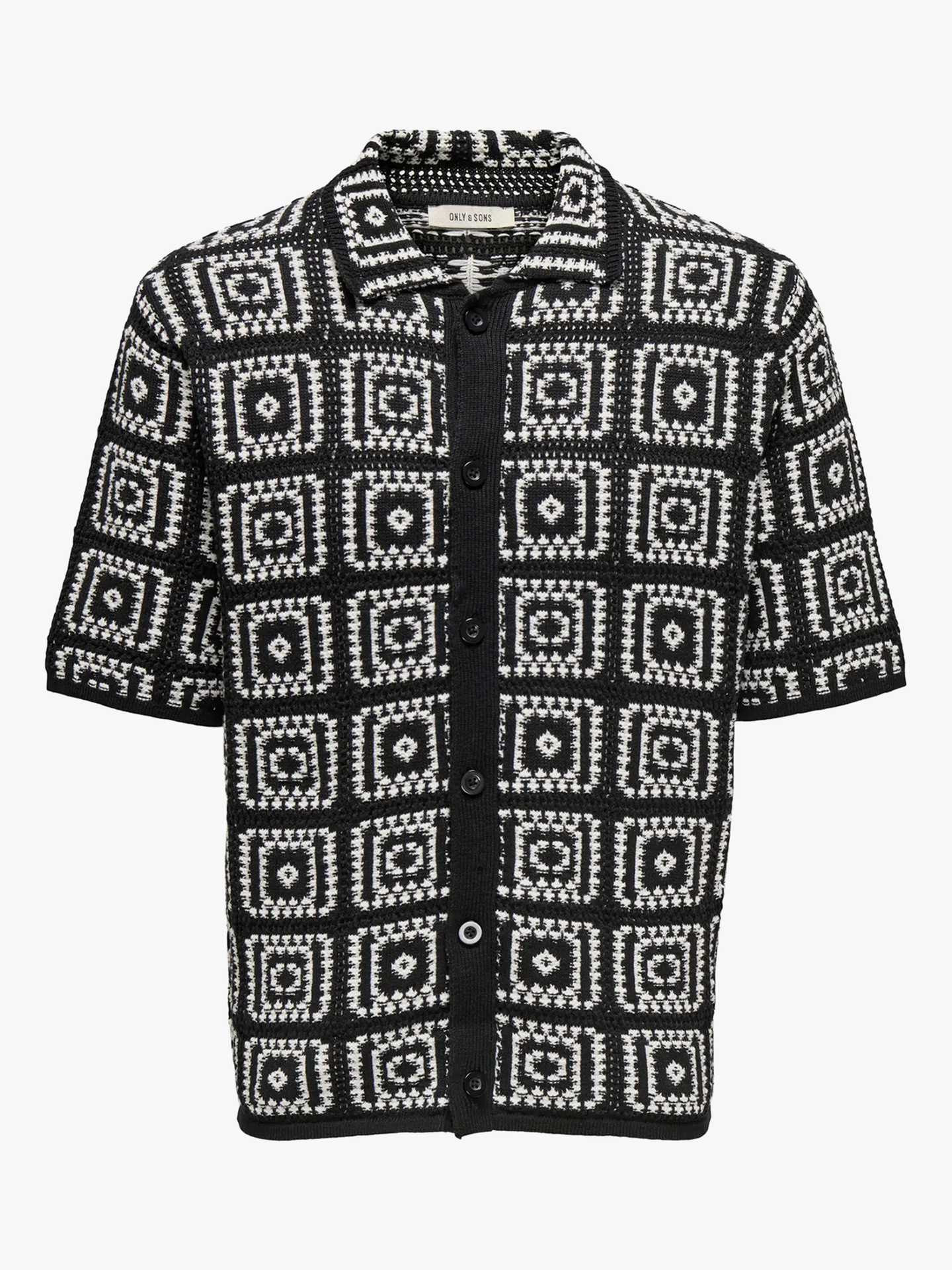 Only & Sons Bart Relax Short Sleeve Shirt Knit Black / Egret