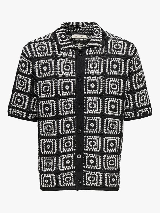 Only & Sons Bart Relax Short Sleeve Shirt Knit Black / Egret