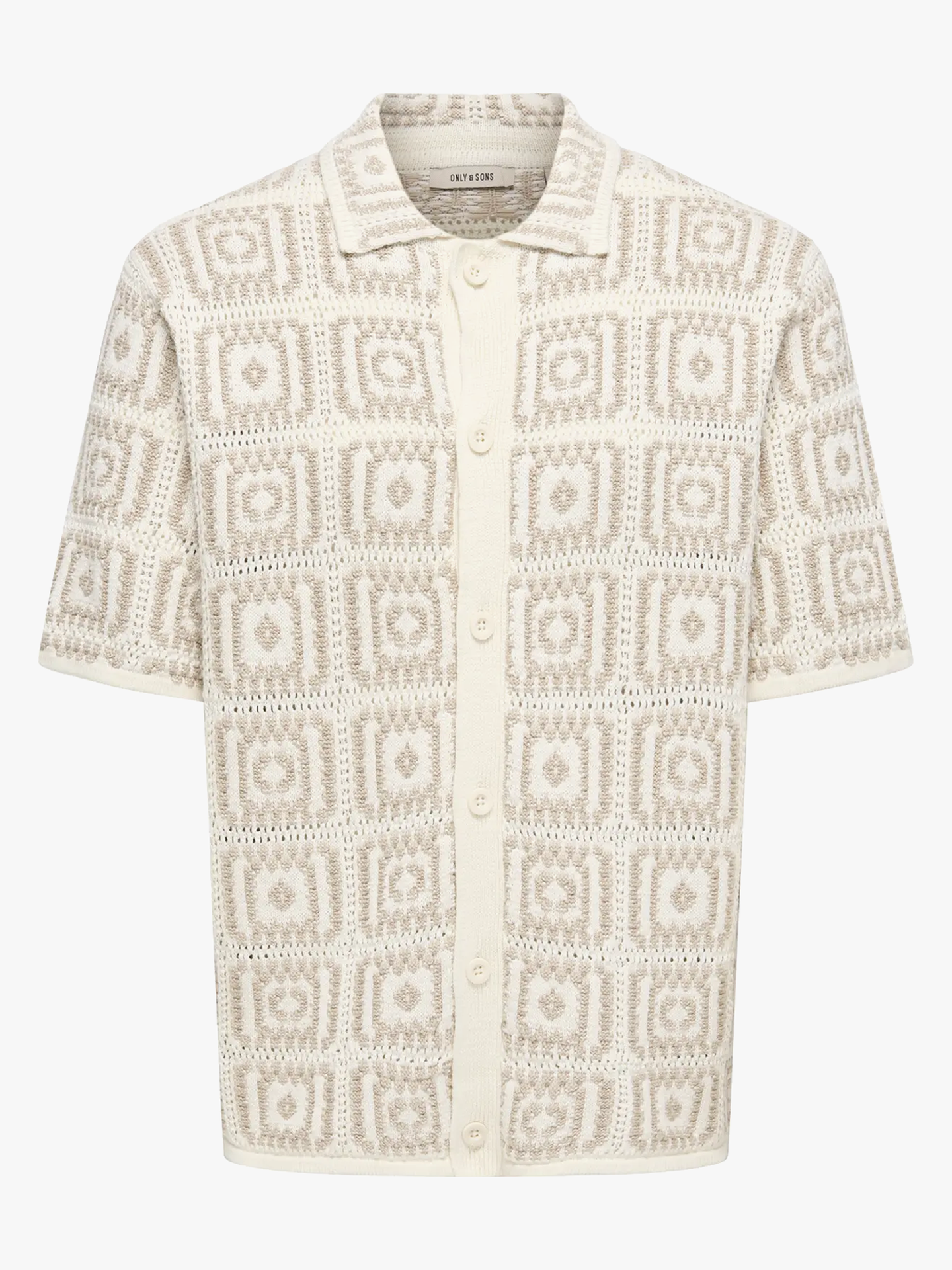 Only & Sons Bart Relax Short Sleeve Shirt Knit Silver Lining / Egret