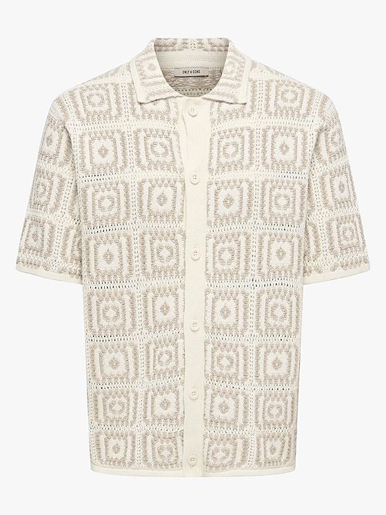 Only & Sons Bart Relax Short Sleeve Shirt Knit Silver Lining / Egret