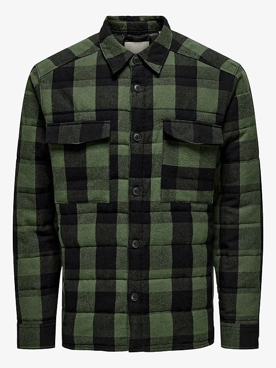 Only & Sons Gudmund Check Shacket Forest Night