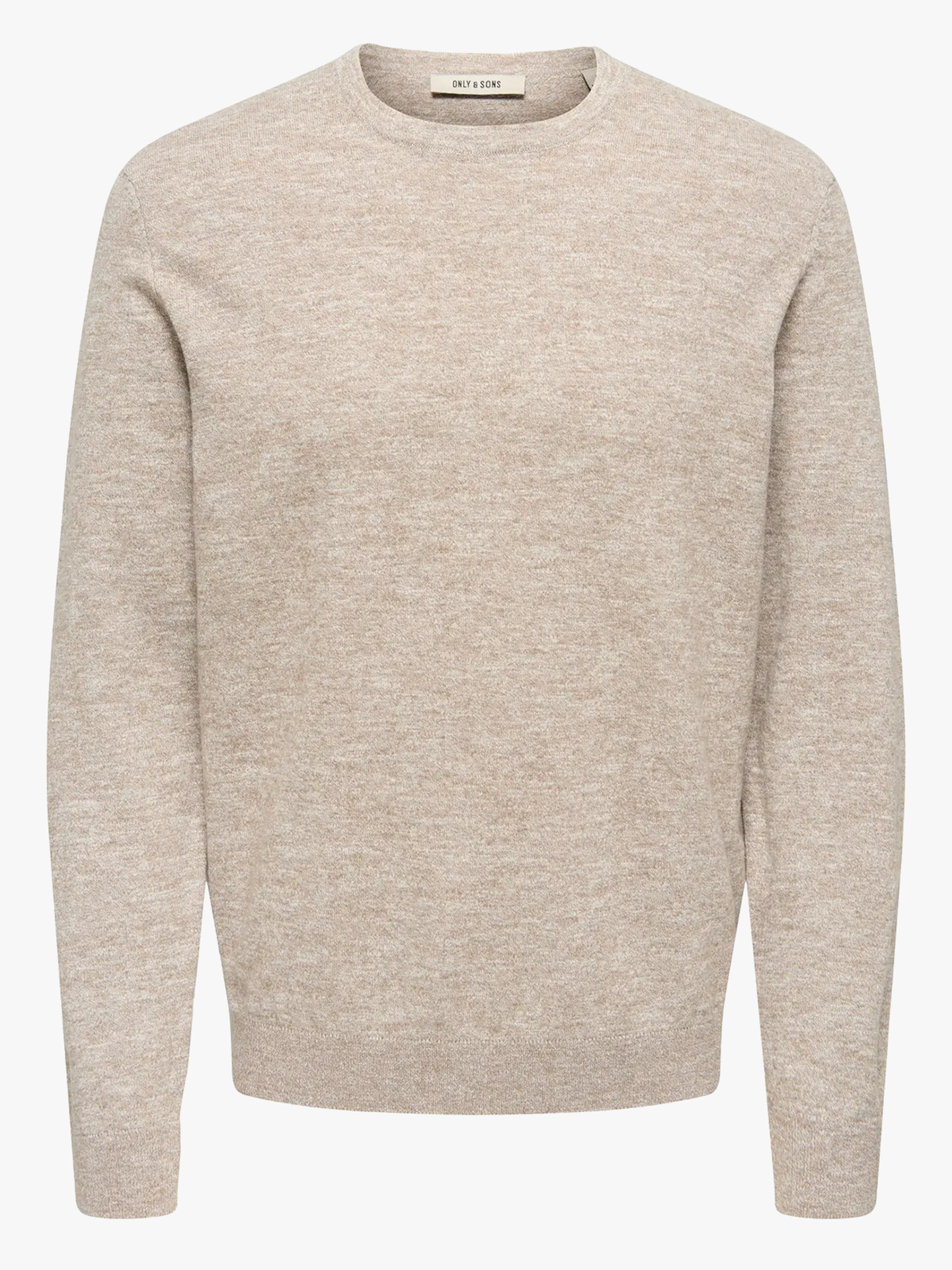 Only & Sons Tim Reg Long Sleeve Linen Crew Knit Desert Taupe / Cloud Dancer Twist