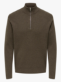 Only & Sons Ting Life Regular Half Zip Knit Coffee Bean