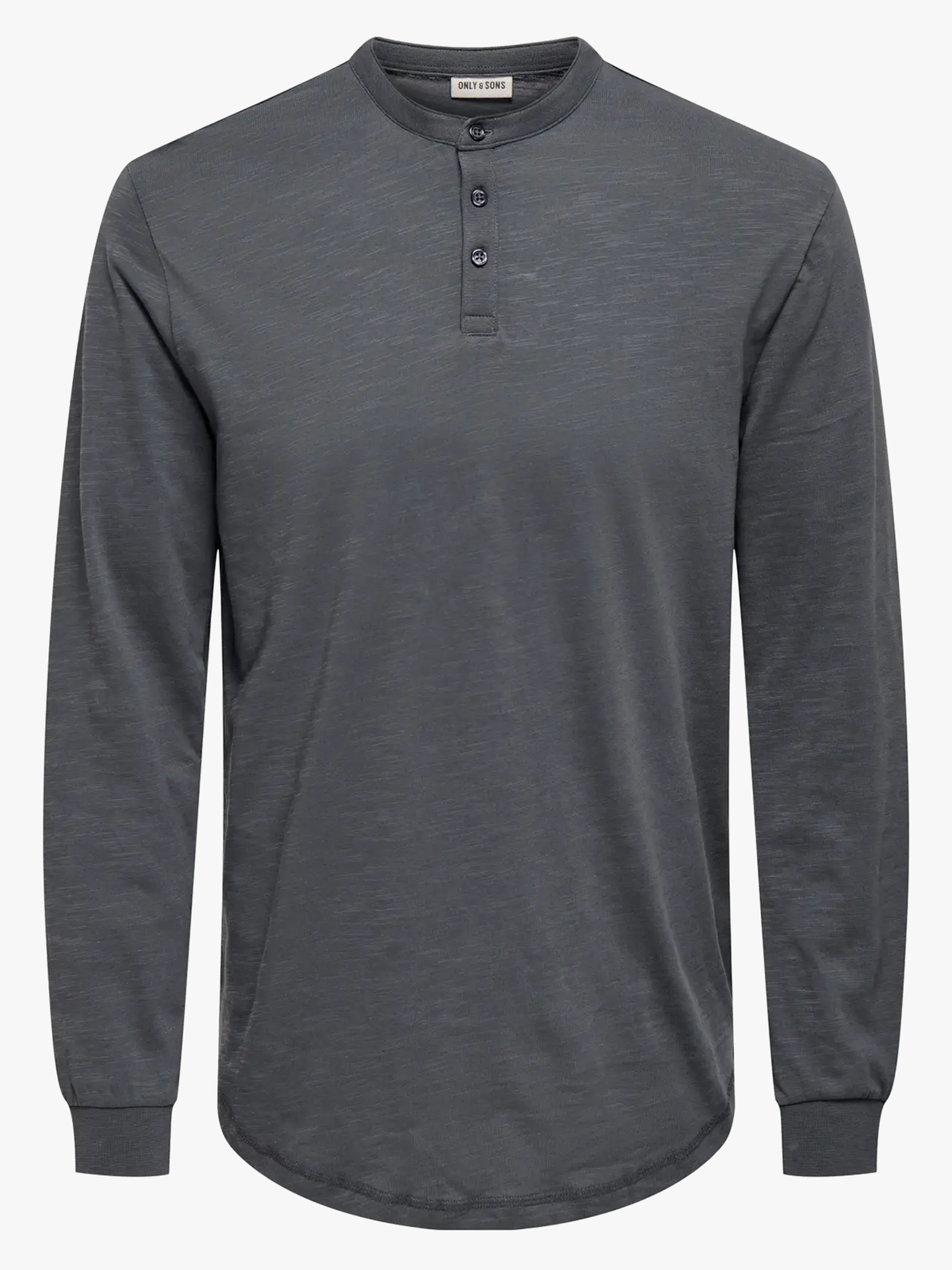 Only & Sons Benne Henley Regular Long Sleeve Tee Grey Pinstripe