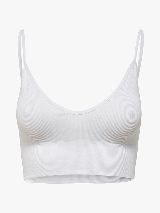 Only Vicky Rib Seamless V-Neck Top Bright White