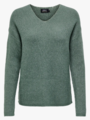 Only Camilla V-Neck Long Sleeve Pullover Knit Laurel Wreath Melange