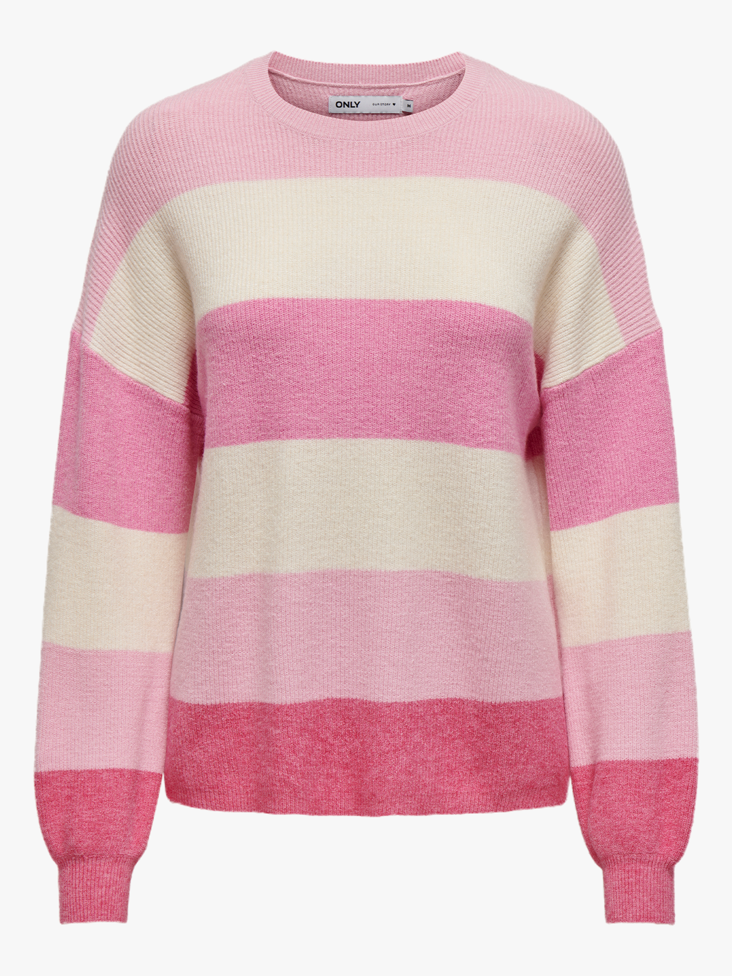 Only Atia Long Sleeve Stripe Pullover Knit Pink Lady