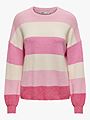 Only Atia Long Sleeve Stripe Pullover Knit Pink Lady