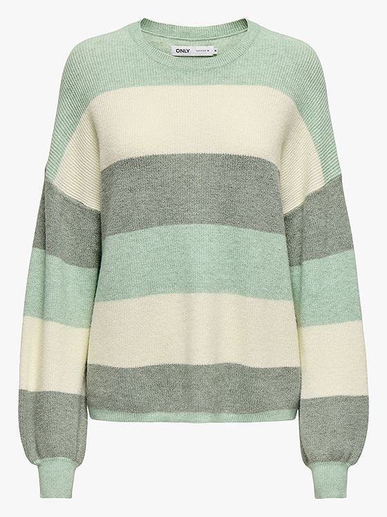 Only Atia Long Sleeve Stripe Pullover Knit Silt Green