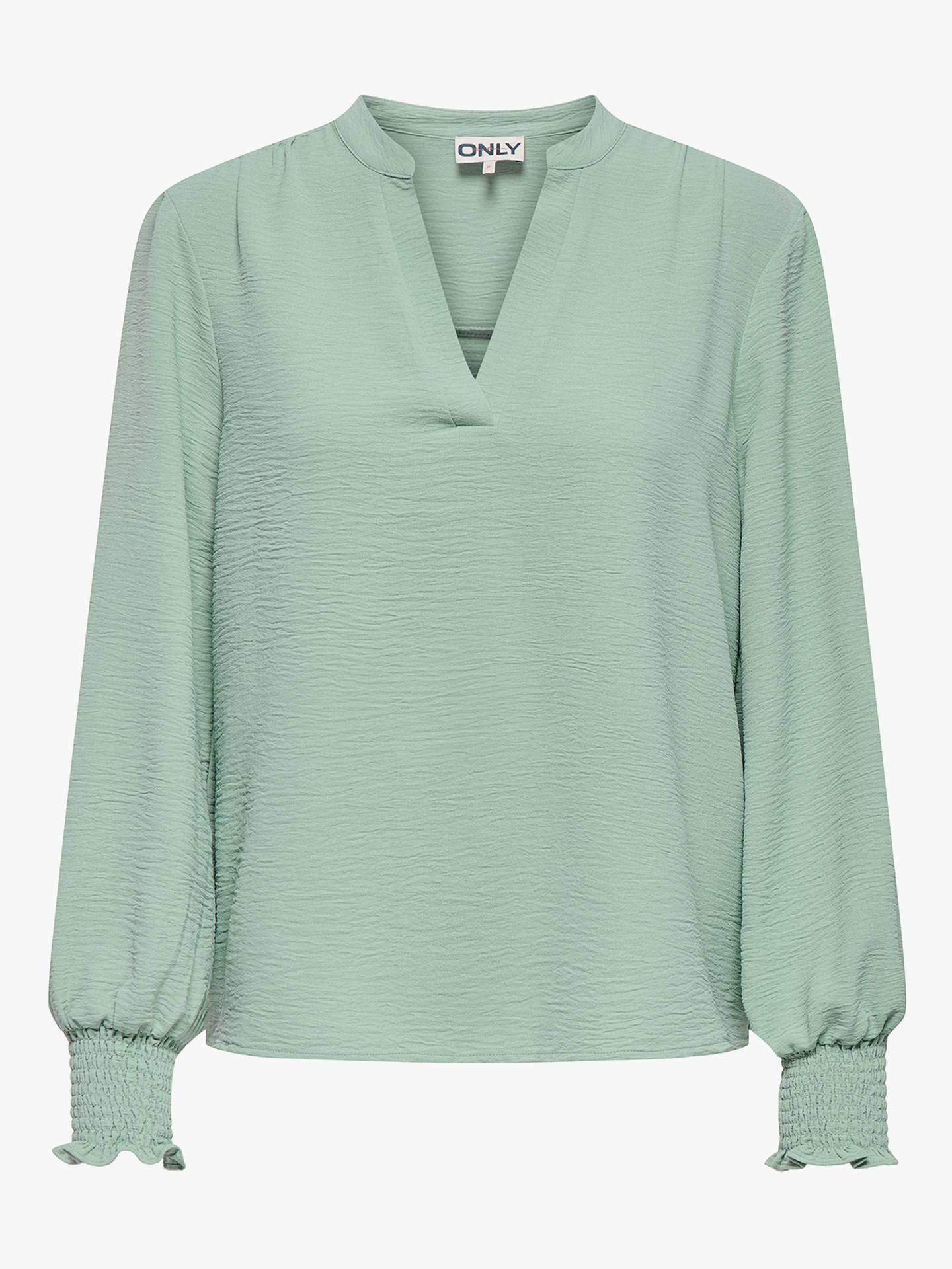 Only Mette V-Neck Long Sleeve Smock Top Jadeite