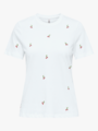 Only Ketty Life Short Sleeve O-Neck Top Bright White / Cherries