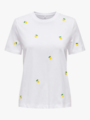 Only Ketty Life Short Sleeve O-Neck Top Bright White / Lemons