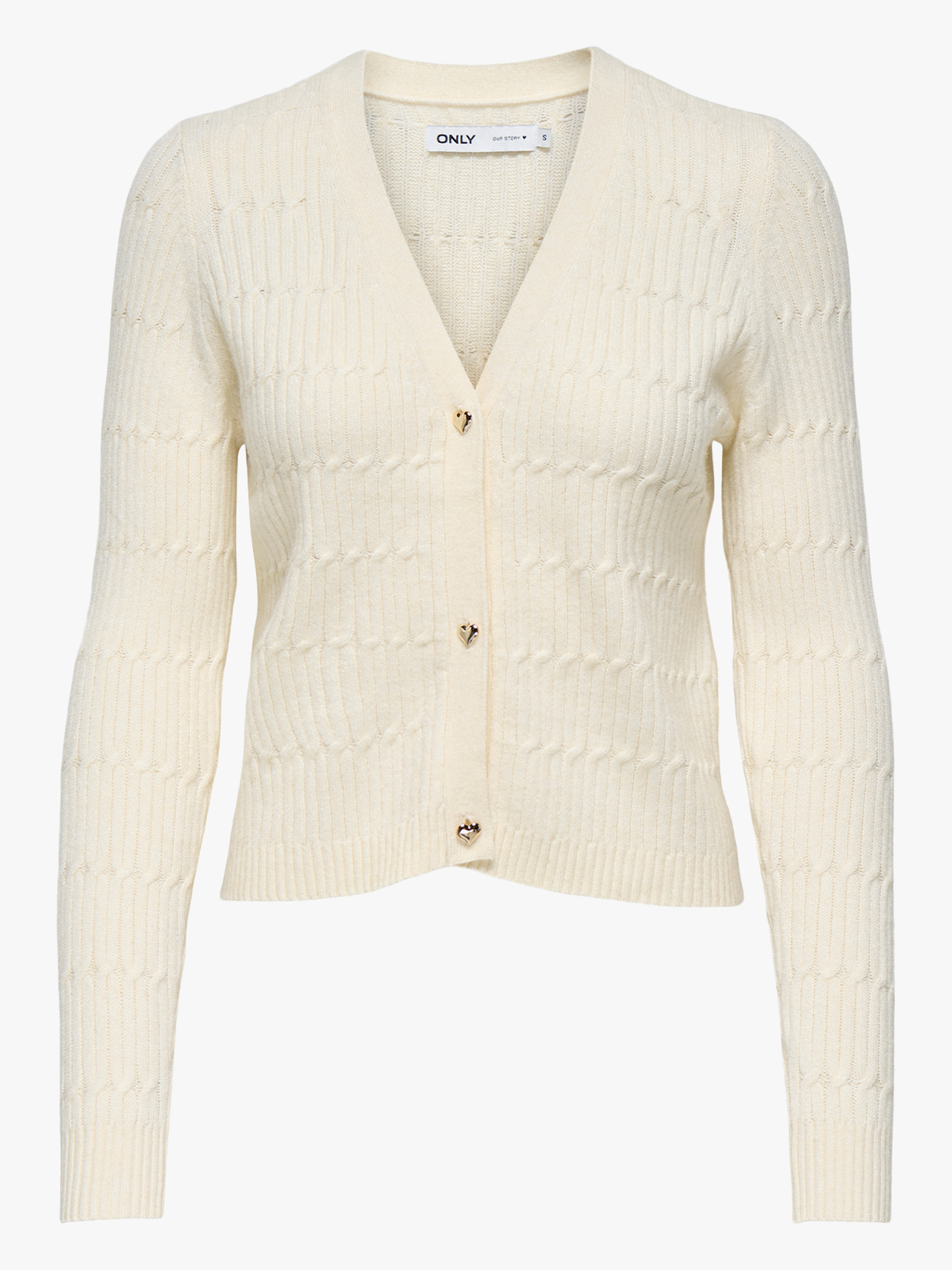 Only Katia Long Sleeve Cable V-Neck Cardigan Whitecap Grey