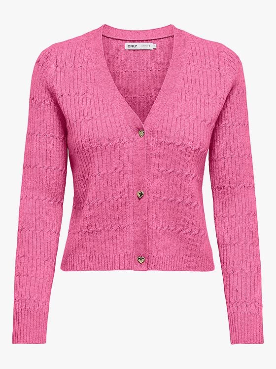 Only Katia Long Sleeve Cable V-Neck Cardigan Wild Orchid