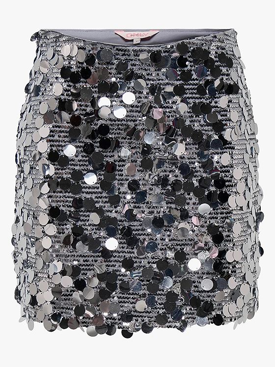 Only Jadel Sequins Skirt Silver W SILVER SEQUINS