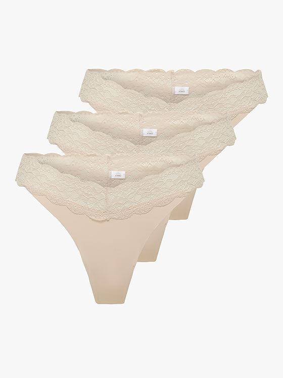 Only Chloe Lace S.S Thong 3-Pack Peach Taffy