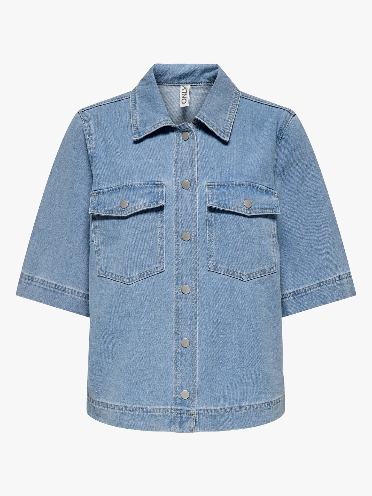 Only Belle Short Sleeve Shirt Denim Light Blue Denim