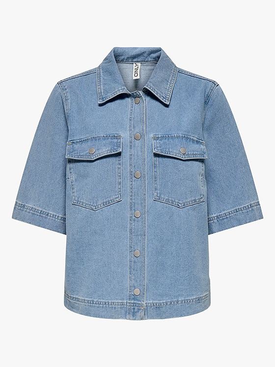 Only Belle Short Sleeve Shirt Denim Light Blue Denim