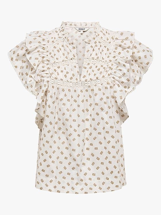 Only Lele Capsl Frill Top Cloud Dancer