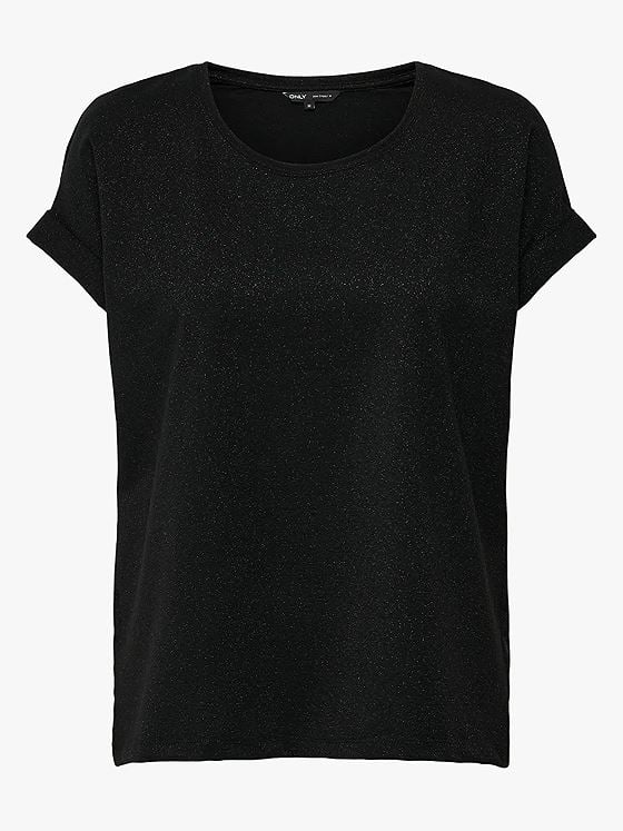Only Moster Glitter Short Sleeve Top Black Lurex