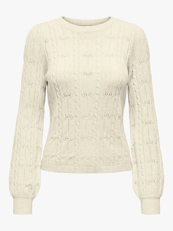 Only Katia Long Sleeve Structure O-Neck Pullover Cable Knit Baby'S Breath